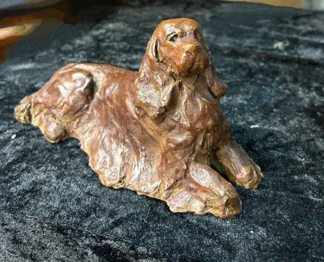 Sussex Spaniel Real Bronze By Leslie Hutto Reclining