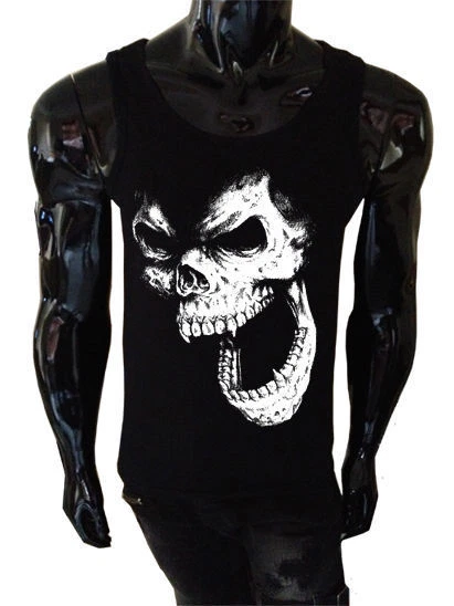 Skull Canottiera Serigrafato Gilet da Uomo Punk Rock Horror Demone