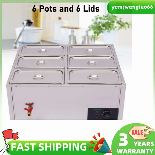 TOP Food Warmer 6-Pan Bain Marie Steam Table Steamer Restaurant Equipment 110V