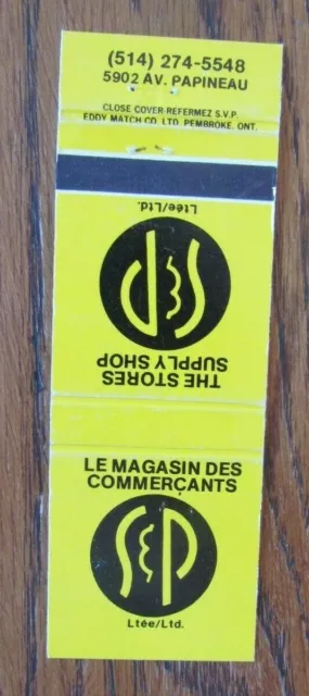 S & P Store Matchbook Cover: Montreal, Quebec Empty Matchcover -D9