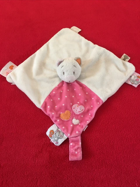 🇫🇷 Doudou plat chat blanc orange rose fleurs Celia Iris/Babette Chat Noukies’s