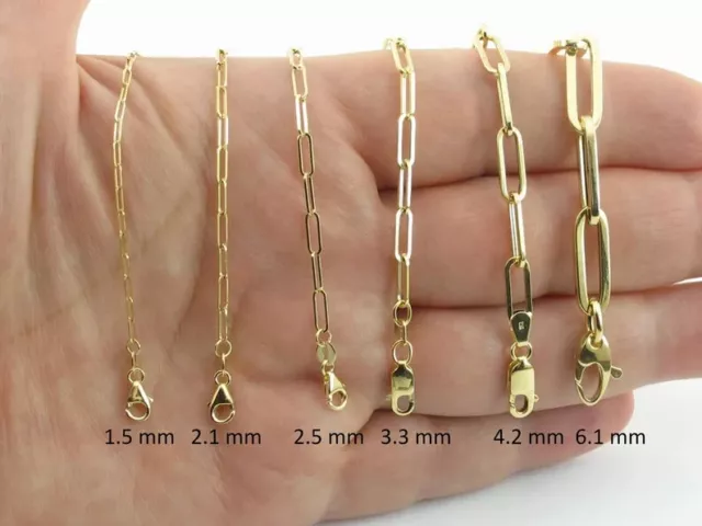 14k Yellow Gold Paperclip Chain Necklace 16" 18" 20" 24" - 1.5 mm - 6.1 mm