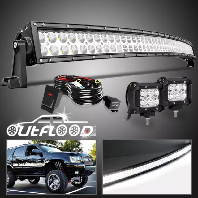 50" Curved LED Work Light Bar Spot Flood Combo Truck Offroad Roof Driving+Wiring