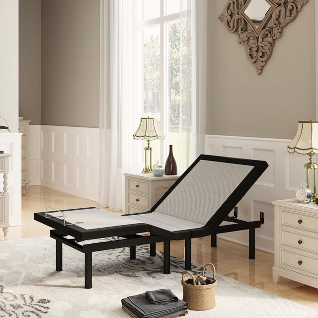 TXL Size Adjustable Electric Massage Single Bed Frame Base Wireless Remote USB