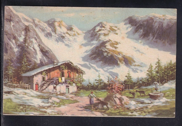 Cartolina Paesaggio di Montagna illustratore ZD868