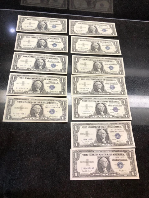 1 x 1957 US $1 SILVER CERTIFICATE ONE DOLLAR BILLS BLUE SEAL GEM CRISP UNCIRC.