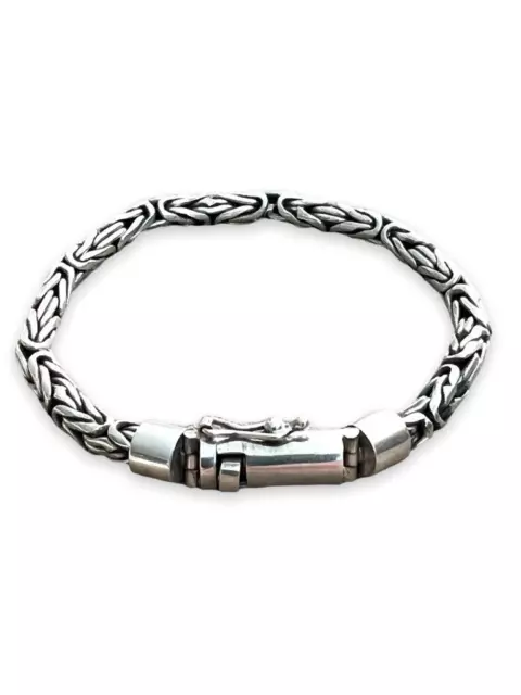 Borobudur Byzantine Oxidized Sterling Silver Bali Round Bracelet. Size 7.25"