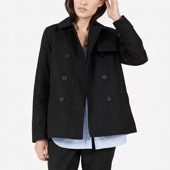 Everlane Black Swing Trench Jacket Button Up Women’s Size XS Classic Coat