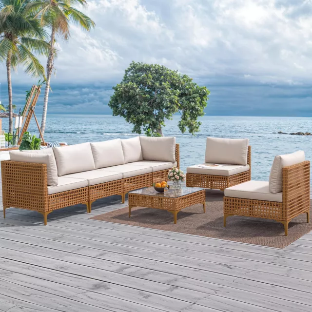 7X Outdoor Patio Furniture Set Sectional Sofa Rattan Chair Wicker Set w/ Cushion