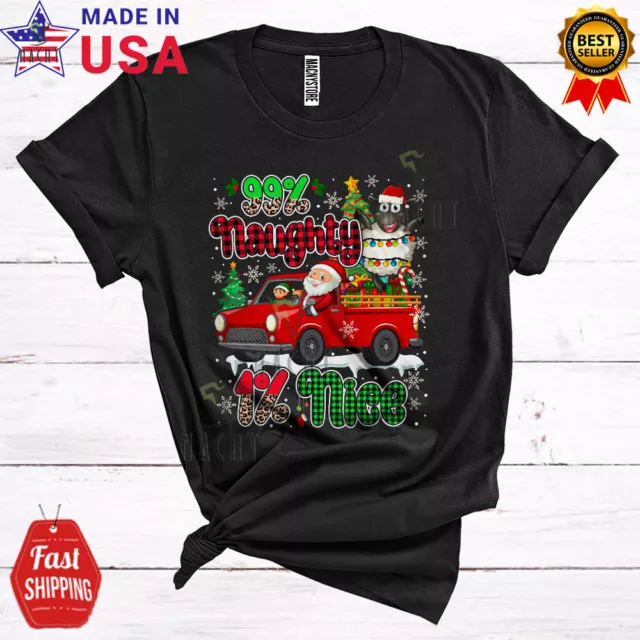 99% Naughty 1% Nice Cool Christmas Lights Red Plaid Xmas Santa Sheep T-Shirt