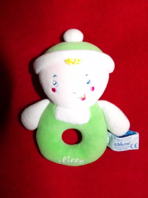 Doudou Chicco Hochet Grelot Bonhomme Garçon Rose Blanc Vert