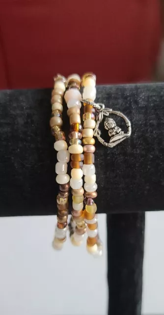 Michele's Attic Boutique Seed Bead & Charm Bracelets (3PC) - Meditating Buddha 2