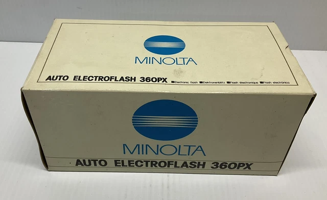 Electroflash automático Minolta 360PX raro vintage nuevo en caja