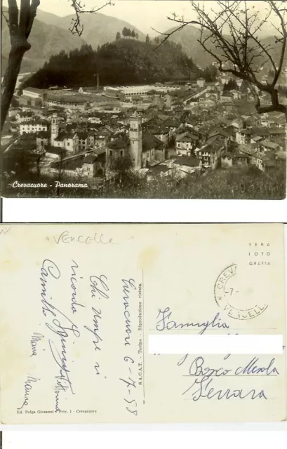 Crevacuore (Biella - ex Vercelli): Panorama. Cartolina b/n viaggiata 1958