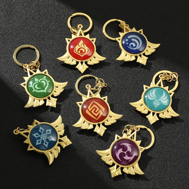 GENSHIN IMPACT DOUBLE Sided Luminous Keychain Element God's Eye Pendant