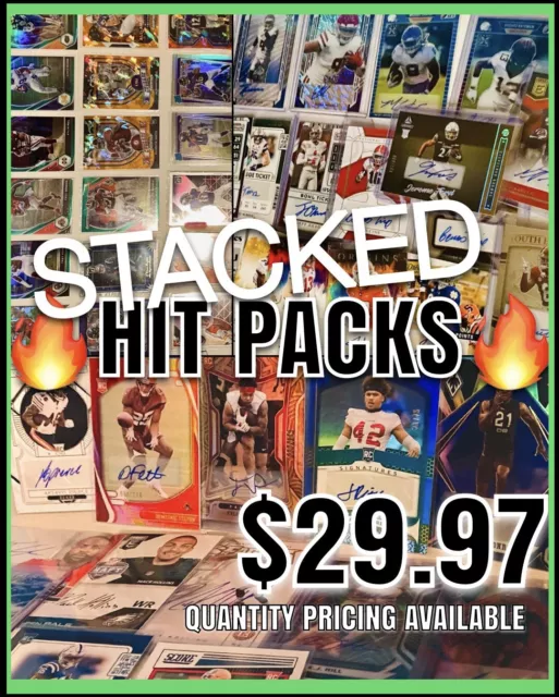 STACKED REPACK FOOTBALL -Auto Mem Patch 8x HITS- Rookie Color Variation 18+CARDS