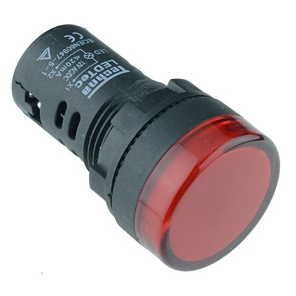10 Voyants Lumineux LED 22 Mm - AC/DC 12-24V, Rouge/Vert/Bleu/Orange/Blanc, Pour Tableau Électrique