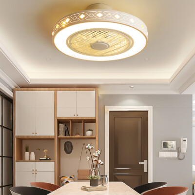 220V Ventilatore da soffitto con telecomando dimmer controllo Decora casa moderna 110V 58cm ventilatore lampada plafoniera dropship-bianco 220V_Cina 