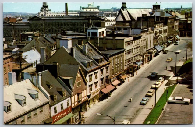 Vtg Quebec City Canada Rue De La Fabrique Street View 1960s Postcard