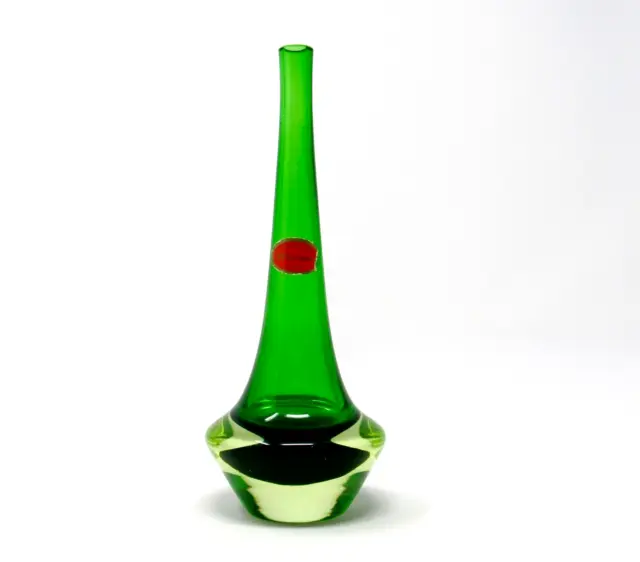 20th Century Murano Blown Freeform Uranium Art Glass Vase Flavio Poli Seguso