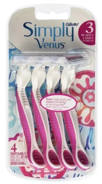 Navaja de afeitar desechable para mujer Gillette Simply Venus rosa, 4 unidades nueva sellada