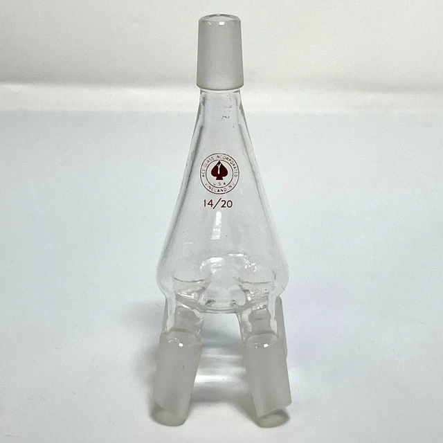 Ace Glass Cow Type Distillation Receiver Adapter No Hooks 14/20 Joints 9400-04