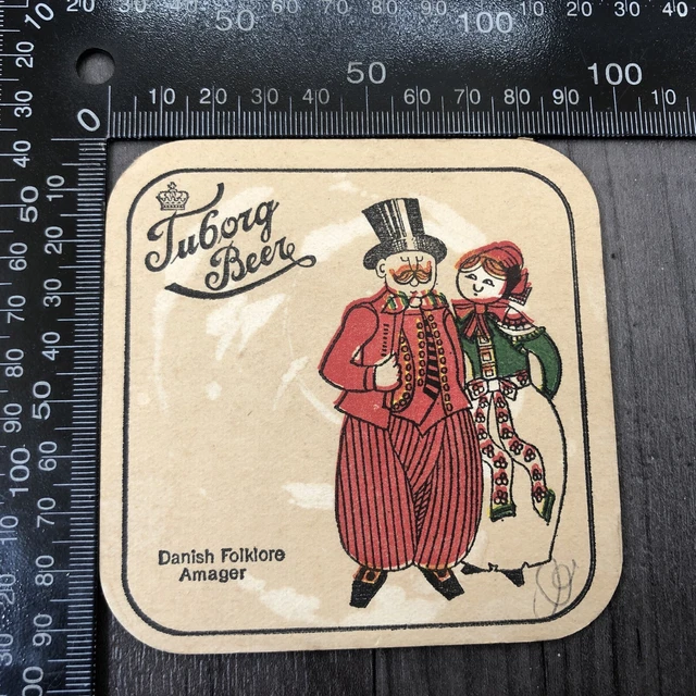 Authentic Vintage Cardboard Beer Mat Coaster Turboug Beer Danish Folklore Amager
