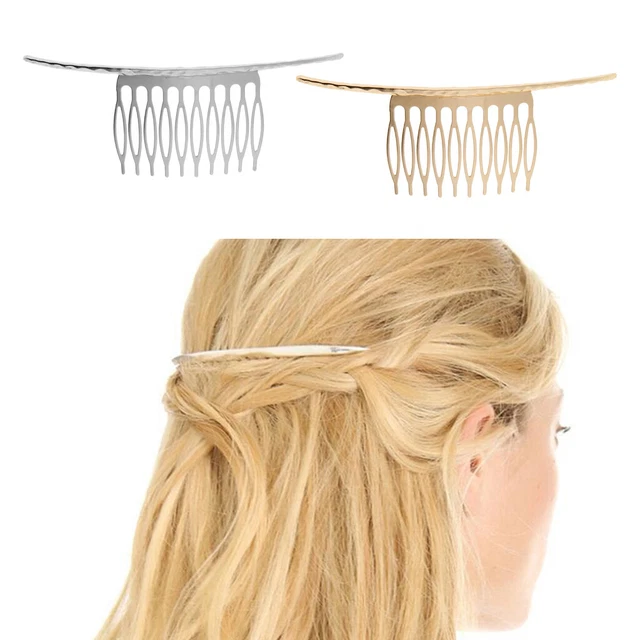 Hochzeit Blank Metall Haarkamm Slide 10 Zähne Clips Haarschmuck Gold Silber