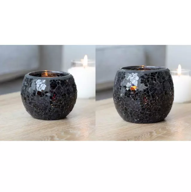 Mosaic Tea Light Holder Crackle Glass Candle Holder Crazed Effect Gift 3