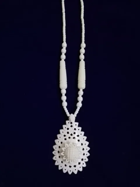 Necklace Pendant Women Girl Buffalo Bone Carving Jewelry Handcrafted Handmade1Pc