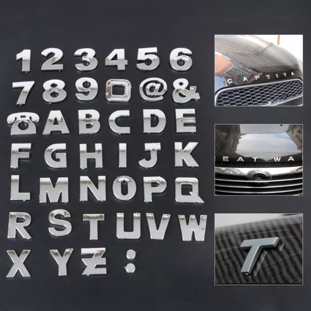 40X CHROME EMBLÈME autocollant de voiture Lettre alphabet Nombre Badge  Sticker EUR 8,68 - PicClick FR