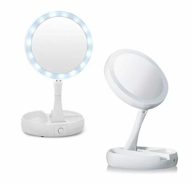 Specchio cosmetico specchietto make up illuminato a led ingrandimento zoom 10 x 2