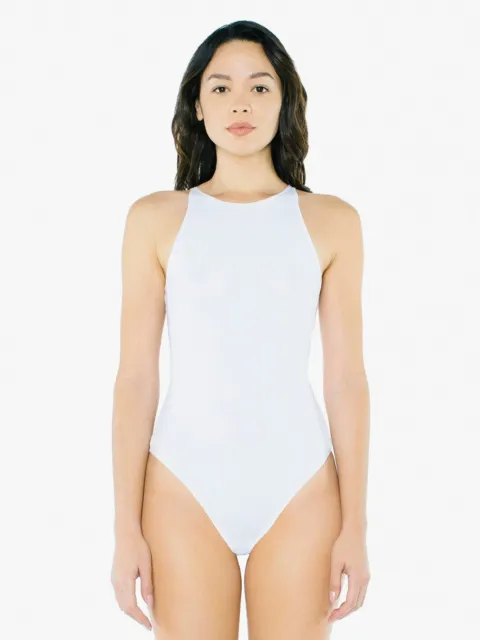 American Apparel Women's Cotton Spandex Sleeveless Thong Bodysuit- White, Medium