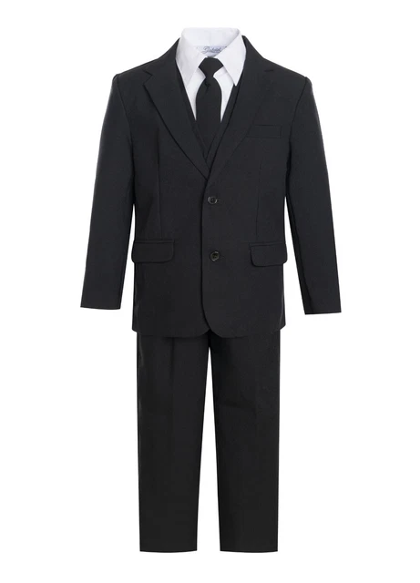 Slim Fit Toddler Boys Formal suit 5 pcs set coat,vest,pant,shirt,clip tie