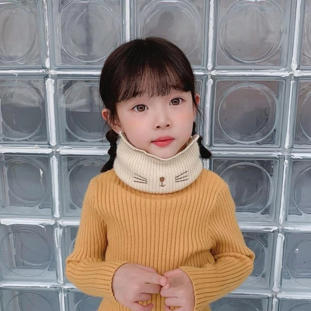 Baby Children Neck Warmer Loop Tube Cat Collar Scarf Knitted xp-C Accessor K4H7