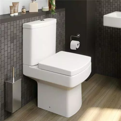 Close Coupled Bathroom Toilet Modern White Square Ceramic Soft Close Seat WC NDT