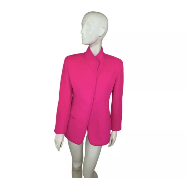 90s Vintage Donna Karan Dkny Neon Hot Pink Wool Blazer Jacket / Coat Sz 6