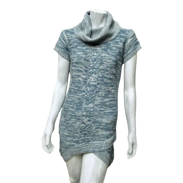 Made for Me to Look Amazing Womens Sweater Blue Short Sleeve Cowl Neck L Jrs New