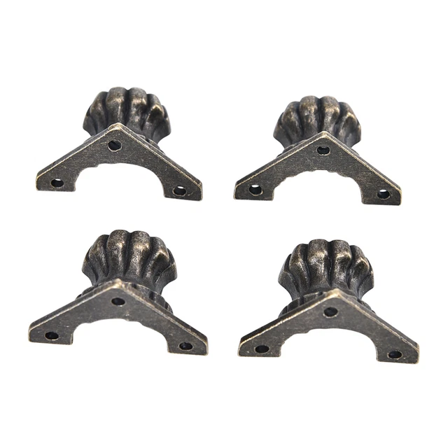 4x Antiguo Latón Joyería Pecho Madera Caja Estuche Pies Pierna Esquina Decoración Protector UL