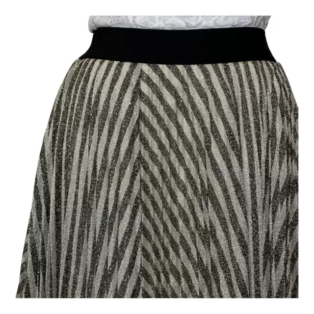 Maje Jungla Striped Lurex Asymmetrical Hem Midi Skirt Women 8 Maje 38 NWT 2