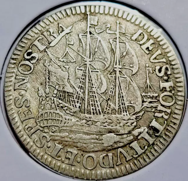 1678 NETHERLANDS WEST FRIESLAND .875 SILVER 6 STUIVERS Scheepjesschelling KM# 76