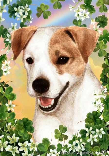 Clover House Flag - Tan and White Jack Russell Terrier