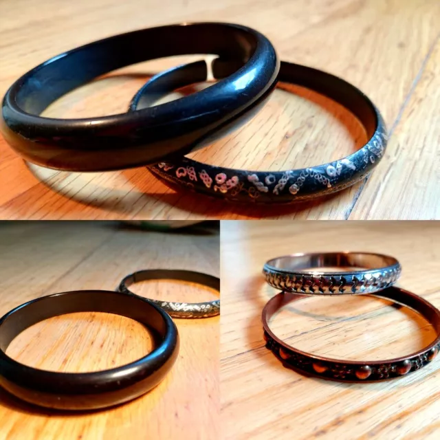Bracelet empilable. Ensemble bracelets bracelet couleur argent/or, noir massif