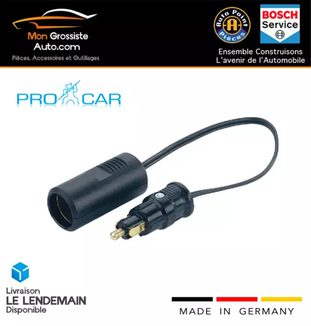 ProCar Adaptateur 12-24V Allume Cigare Prise DIN 8A Camion Camping Car Bateau