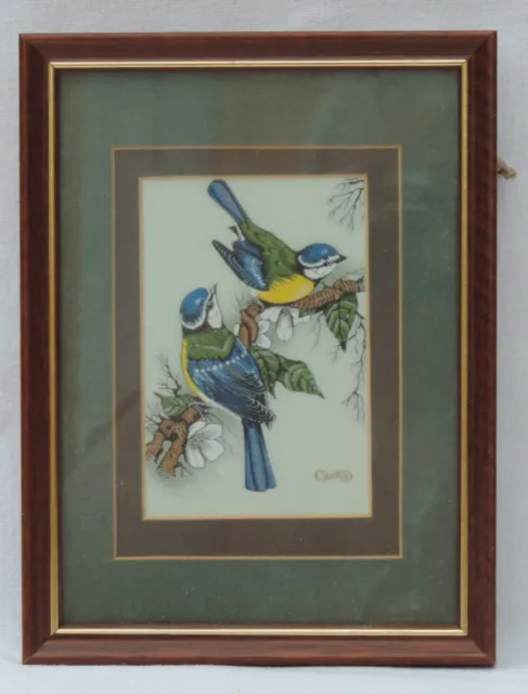 Cash's of Coventry Silk Woven Pictures - Birds - Pair of Blue Tits