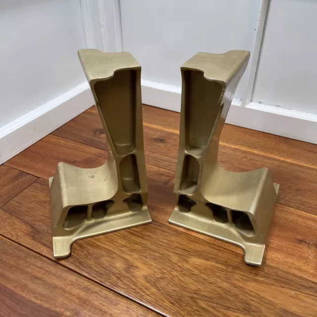 MCM Modern Industrial Abstract Bookends 9" Tall Set 2 - Metal