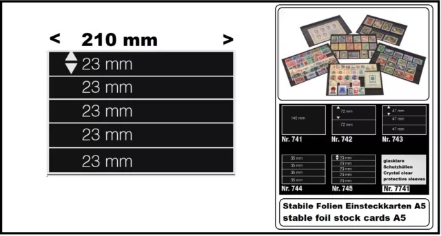 A5 Kunststoff-Folien Einsteckkarten SAFE 745 5 Streifen 210x23mm 100 x Pack