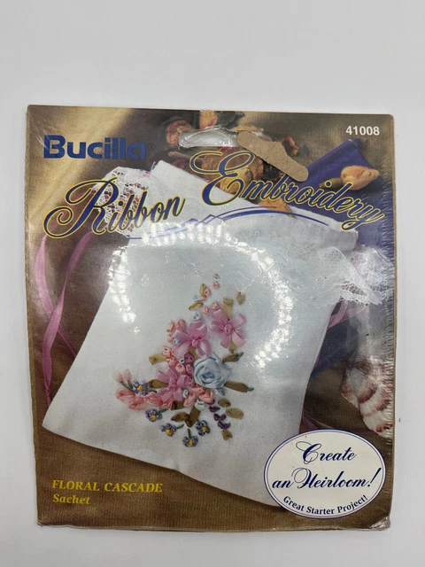 Bucilla Cinta Bordado Floral Cascada Bolsa 41008 Nuevo en Paquete