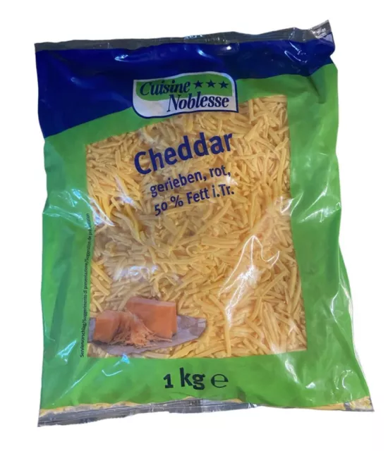 3kg (3x1kg) CN Cheddar Käse gerieben, rot, Hartkäse 50% Fett