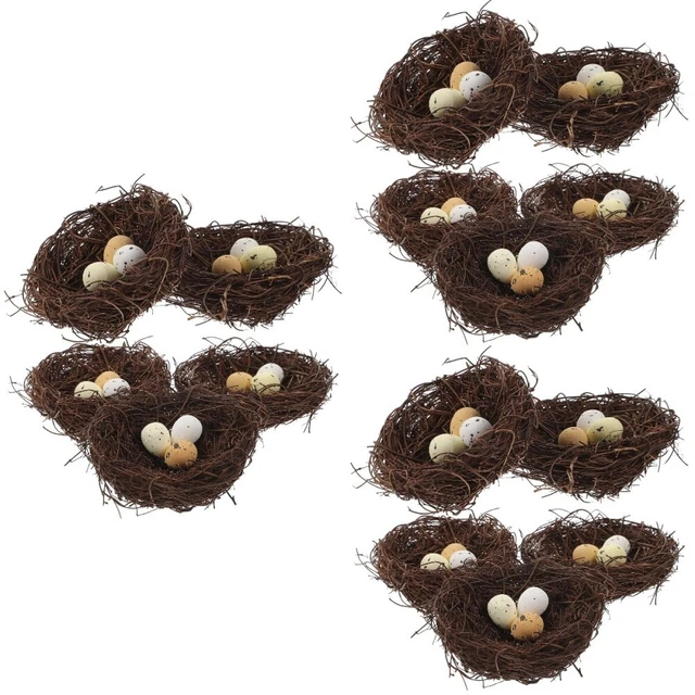 15 PCS Nid d'oiseau artificiel avec œufs de simulation NEST DE RESIN VIVE